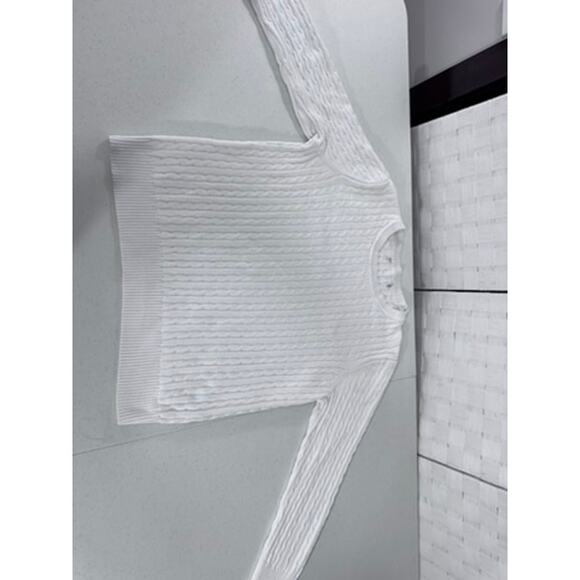 White Cable Knit Sweater, No Brand Tag, Size XL, Washed & Air Dried,Quiet Luxury - Picture 3 of 11